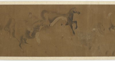 8 頭の馬と 1 頭の新郎、明王朝または清王朝、17 世紀。 作： Unbekannt