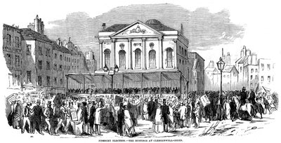 1852年のロンドンのフィンズベリー選挙中のクラーケンウェルグリーンの選挙区 作： Unbekannt