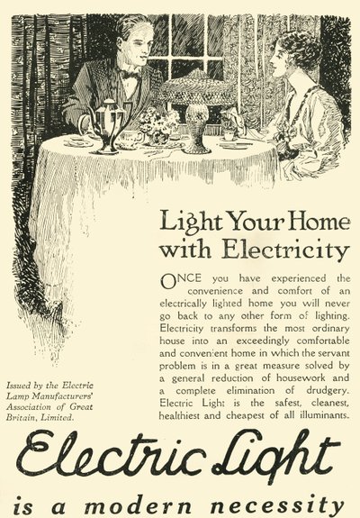 電灯は現代の必需品、1920年です。 作： Unbekannt