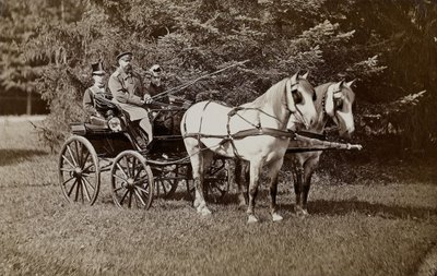 馬車に乗った皇帝アレクサンドル3世（1845-1894）と皇后マリア・フョードロヴナ（1847-1928）。 作： Unbekannt