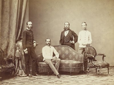 オーストリアの皇帝フランツジョセフ1世と兄弟たち、1864年。 作： Unbekannt