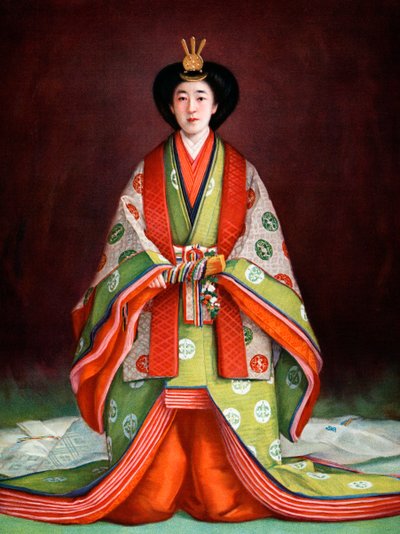 戴冠式の衣装を着た日本の長子皇后、c1924 作： Unbekannt