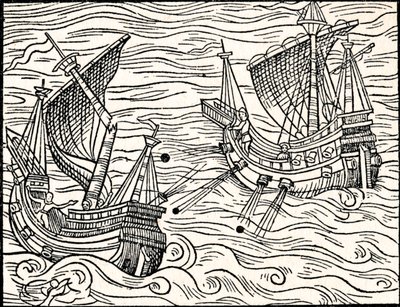 1555年のアイスランド沖の2隻の商船の関わり 作： Unbekannt
