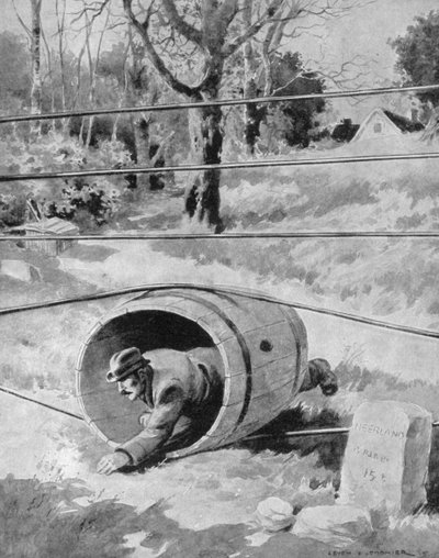 1915年、ベルギーの国境からオランダに入る 作： Unbekannt