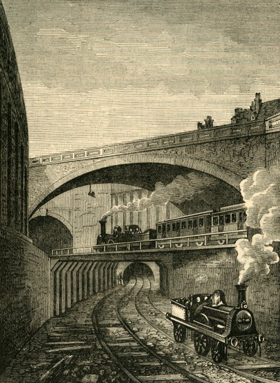 Farringdon Street、c1876からクラーケンウェルトンネルへの入り口。 作： Unbekannt