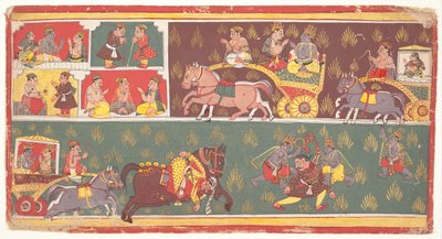 クリシュナの生涯からのエピソード: バガヴァタ プラーナのフォリオ ヴィシュヌ卿の古代の物語、1700 年頃。 作： Unbekannt