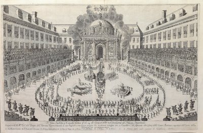1667年、ウィーンホーフブルクの中庭にある馬術バレエ。 作： Unbekannt