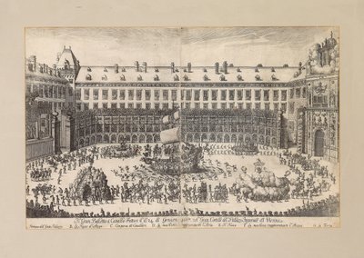 ウィーンホーフブルクの中庭にある馬術バレエ...、1667年。 作： Unbekannt