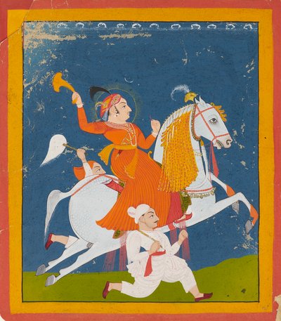 MewarのMaharana Bhim Singhの乗馬の肖像画、c1785 作： Unbekannt