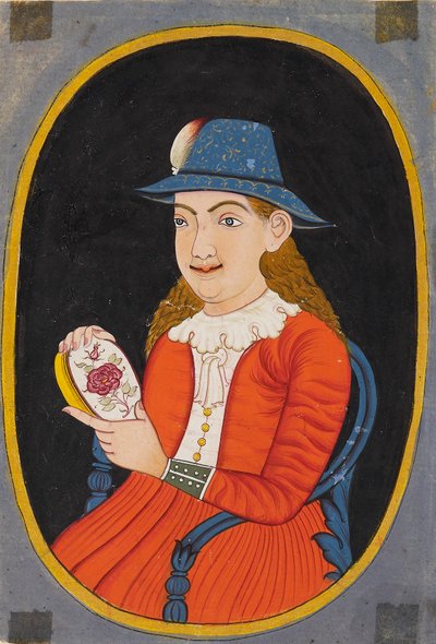 ヨーロッパ人、おそらくオランダ人、エナメルの箱を持った女性、18～19世紀 作： Unbekannt