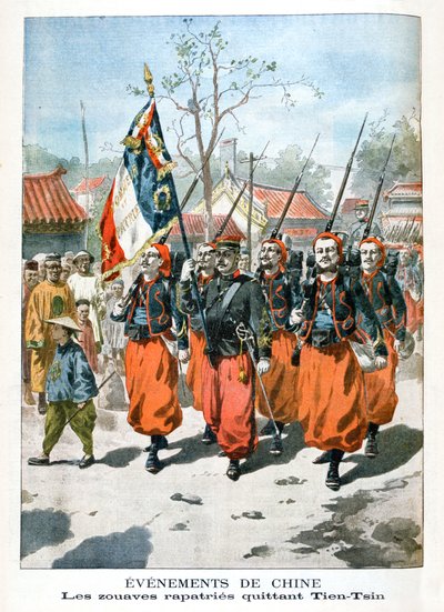 中国でのイベント、フランス軍、ティエンツシンを出発、1901 作： Unbekannt