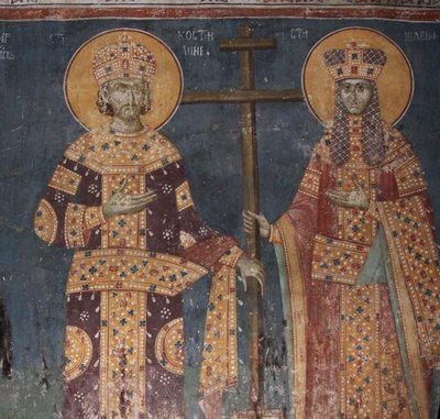 十字架の高揚。聖人コンスタンティヌス大帝とヘレナ、1321-1322 作： Unbekannt