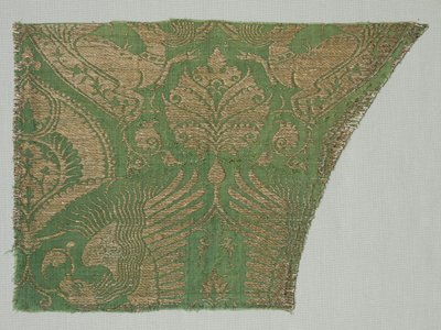 エキゾチックなゴールドパターンのシルク、1360-1400。 作： Unbekannt