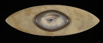 楕円形のアイボリー ボックスに置かれた目のミニチュア 1800年。 作： Unbekannt