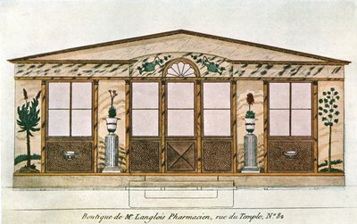 ラングロワアポセカリーショップのファサードの絵、パリ、フランス、1928。 作： Unbekannt