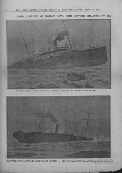 1912年4月20日、有名な過去の残骸：海でのいくつかの歴史的災害。 作： Unbekannt