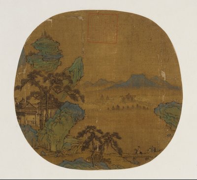 画用紙として取り付けられたうちわ、明代、1368～1644年。 作： Unbekannt