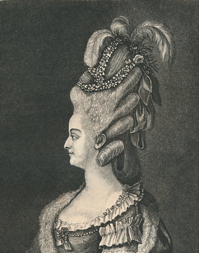 女性のヘッドギア：マリーアントワネット、1783年、1886年 作： Unbekannt