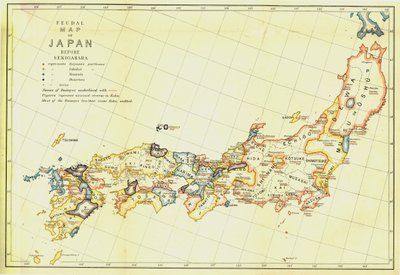 1903年の関ヶ原以前の日本の封建地図。 作： Unbekannt