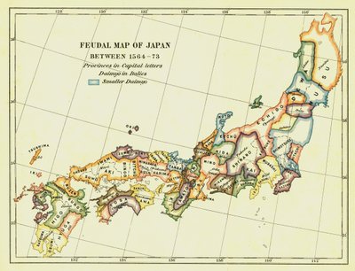 1564〜73年、1903年の日本の封建地図。 作： Unbekannt