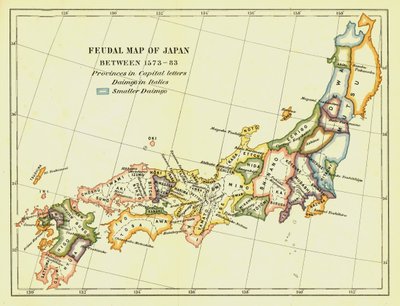1573〜83年、1903年の日本の封建地図。 作： Unbekannt