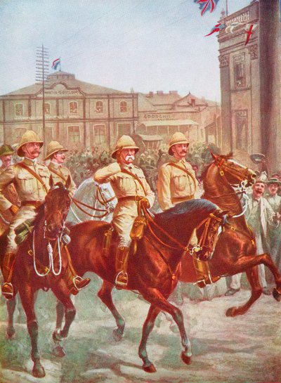 1900年南アフリカ共和国ボーア戦争、キンバリーの包囲を緩和したロバーツ元帥 作： Unbekannt