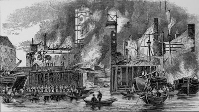 トッピングスワーフ、ロンドンブリッジ、1843年、c1843、1912年に火災。 作： Unbekannt