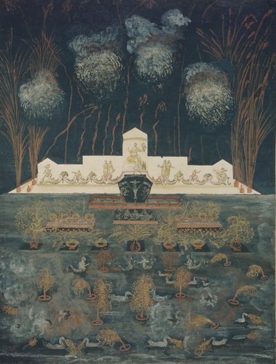 1743年9月15日、18世紀半ばの阿保条約の際の花火と照明。 作： Unbekannt