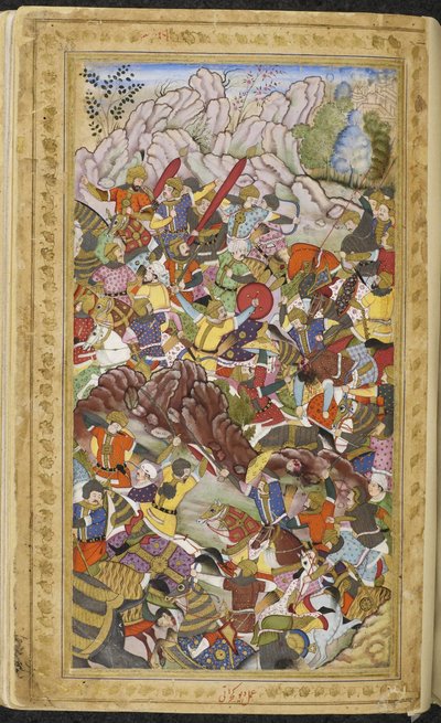 第一次パニパットの戦い（1526年）。バブルナマのミニチュア、1592年頃 作： Unbekannt
