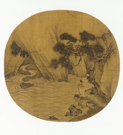 山の急流での釣り、明王朝、1368-1644。 作： Unbekannt
