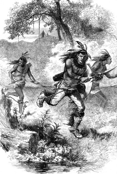 開拓者の虐殺後のネイティブアメリカンの飛行、c17世紀c1880 作： Unbekannt