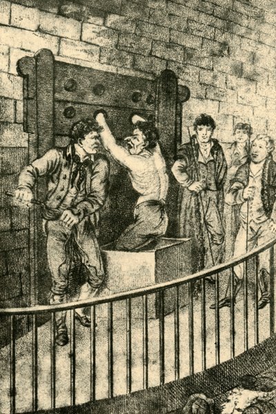 オールドベイリーでのむち打ち、1809年、1925年。 作： Unbekannt