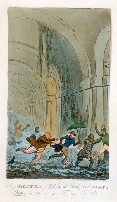 1828年、ロンドンのテムズトンネルの掘削中の洪水 作： Unbekannt