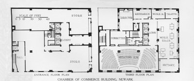 フロアプラン、商工会議所ビル、ニューアーク、ニュージャージー、1924 作： Unbekannt
