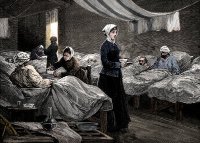 Scutari、c1880の兵舎病院のフローレンスナイチンゲール 作： Unbekannt