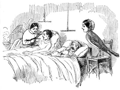 1854年、職場で看護師を見ていたフローレンスナイチンゲール 作： Unbekannt
