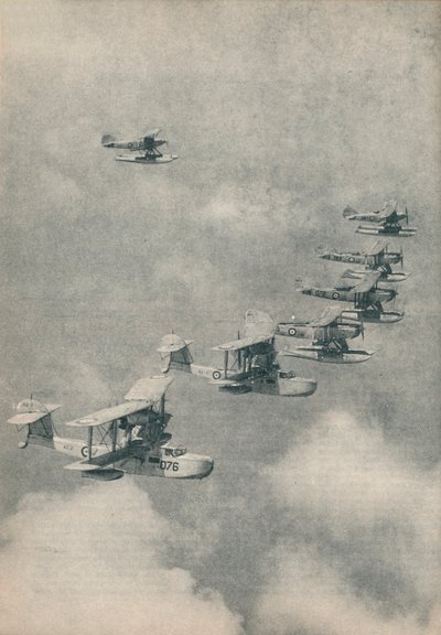 英国海軍の空母からの飛行船と水上飛行機、c1936 c1937 作： Unbekannt