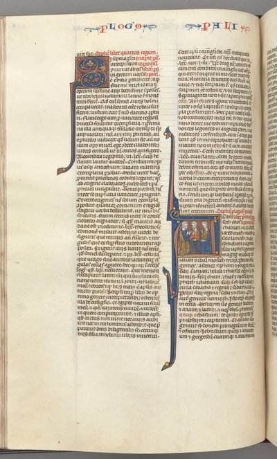 フォル。 148v、クロニクルI、歴史的なイニシャルA、アダムの3人の子孫、c。 1275-1300。 作： Unbekannt