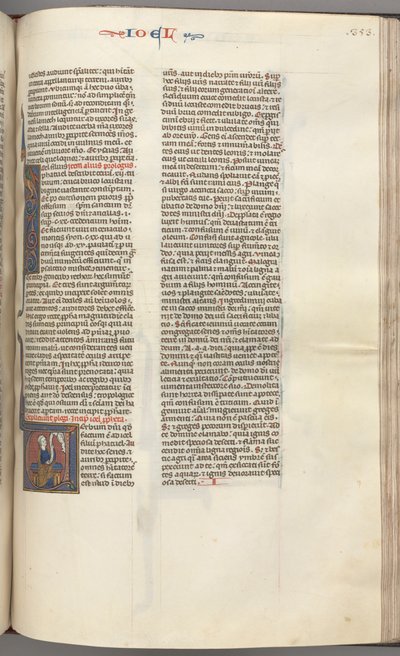 フォル。 353r、ジョエル、歴史的イニシャルV、ジョエルは巻物に座って、上に神の胸像、c。 1275-1300。 作： Unbekannt