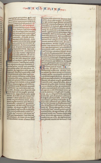 フォル。 365r、ザカリア、歴史的イニシャルI、ザカリアは巻物を持って立っている、c。 1275-1300。 作： Unbekannt