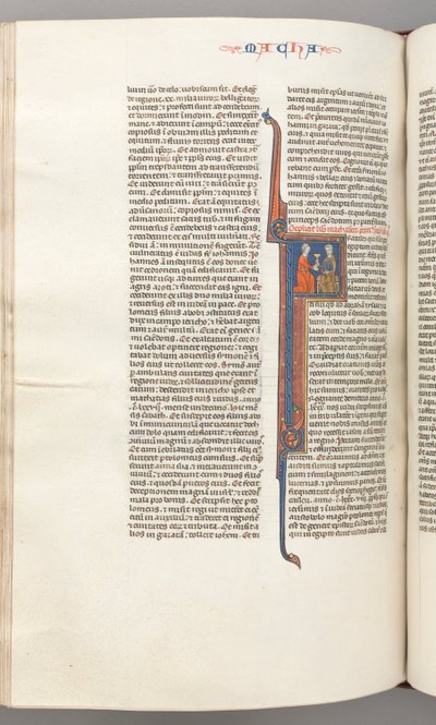 フォル。 382v、Maccabees II、歴史的イニシャルF、ユダヤ人に贈られた黄金の聖杯c。 1275-1300。 作： Unbekannt