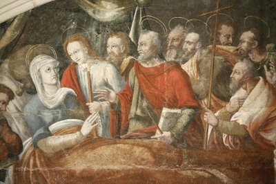 フォントヴロー（フォントヴロー）修道院の章の家の絵：1563年頃にトマス・ポットが描いたマリアの死（詳細）、フランス、フォントヴロー 作： Unbekannt