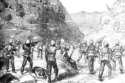 1879年11月9日、アフガニスタン人による第67回攻撃の採餌党、c1880 作： Unbekannt