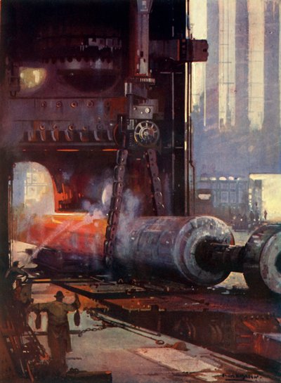 大型ライナー用のプロペラシャフトの鍛造、c1930。 作： Unbekannt