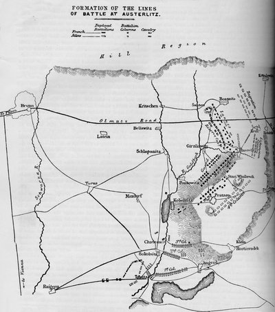 1884年のアウステルリッツの戦いの戦線の形成 作： Unbekannt
