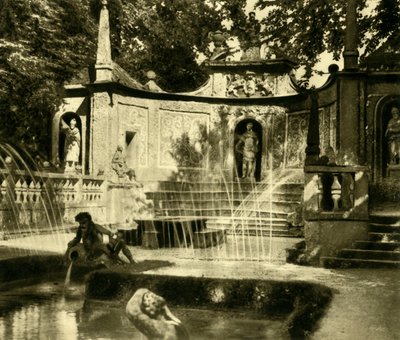 噴水、ヘルブルン宮殿、ザルツブルク、オーストリア、c1935。 作： Unbekannt