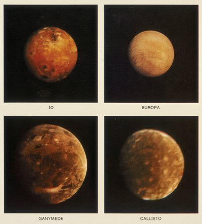 木星の4つの衛星。イオ、エウロパ、ガニメデ、カリスト、1979 作： Unbekannt