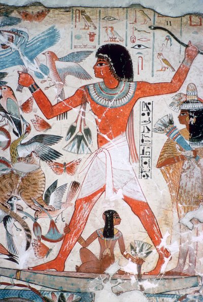 沼地でのファウリング：ネバメンの墓、テーベ、エジプト、紀元前1350年頃の壁画 作： Unbekannt