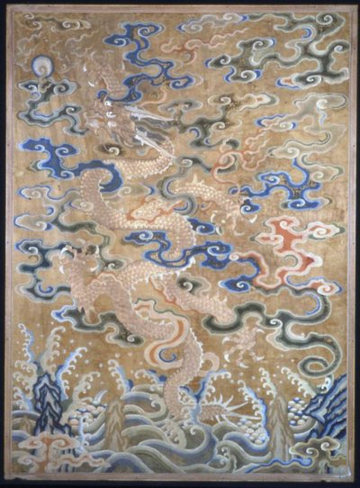 カーテンの断片、中国、清王朝 1644-1911、16751725。 作： Unbekannt