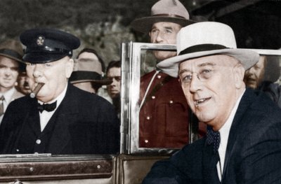 フランクリンDルーズベルトとウィンストンチャーチル、カナダのケベックでの会議、1944年 作： Unbekannt